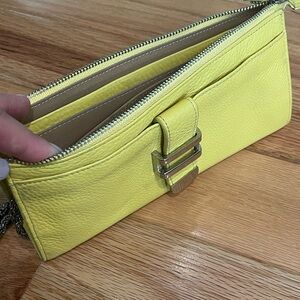 Liz Claiborne Yellow Clutch with Gold Hardware